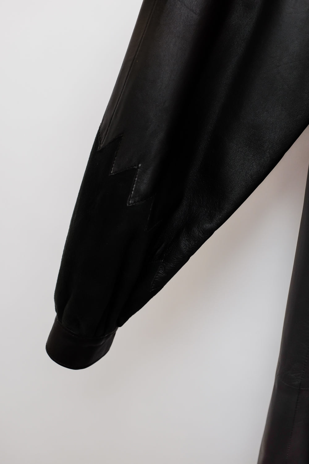 VINTAGE 1970 BLACK LEATHER MAXI SUEDE COAT