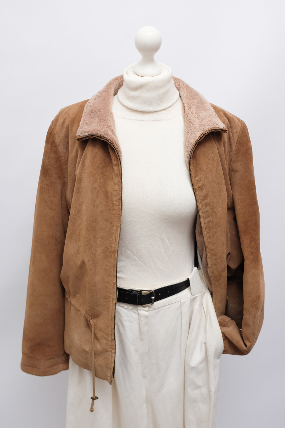 VINTAGE SUEDE COGNAC SHEARLING JACKET