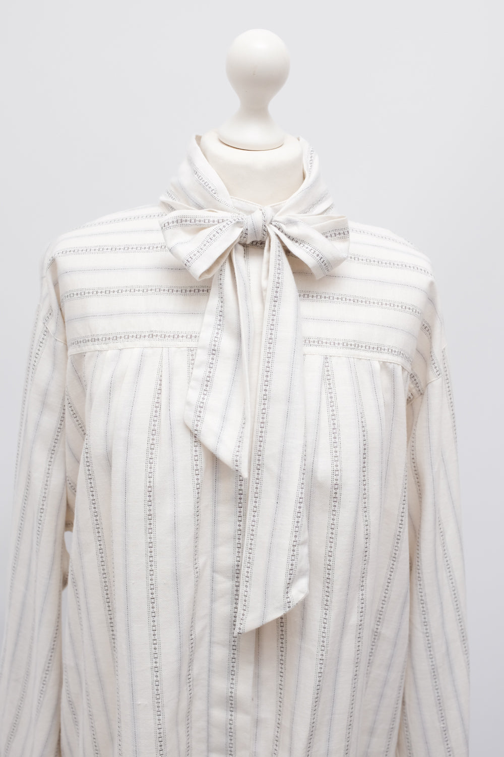 PURE COTTON VINTAGE BOW TIE BLOUSE