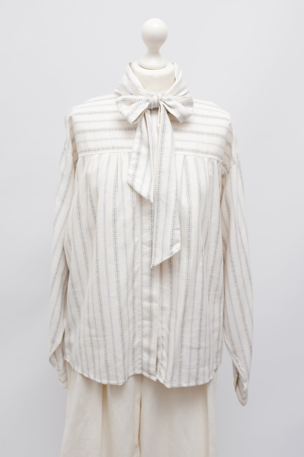 PURE COTTON VINTAGE BOW TIE BLOUSE