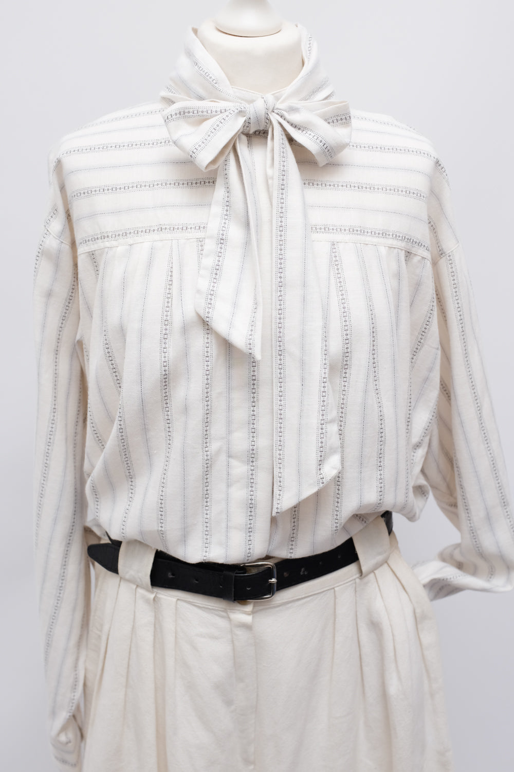 PURE COTTON VINTAGE BOW TIE BLOUSE