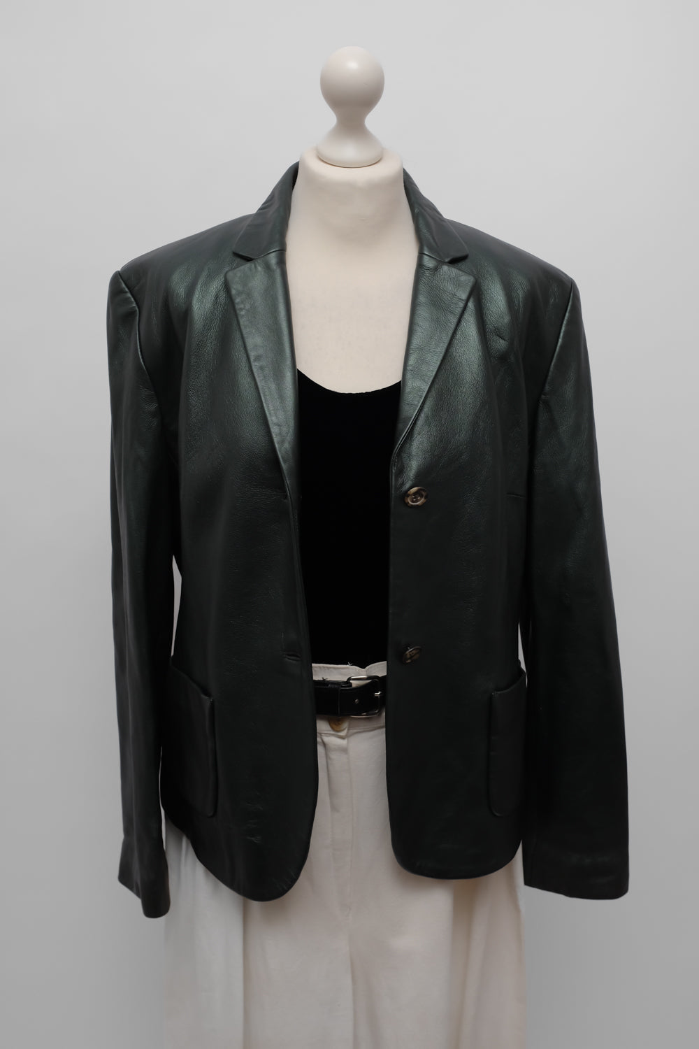 RENÉ LEZARD GREEN LEATHER BLAZER