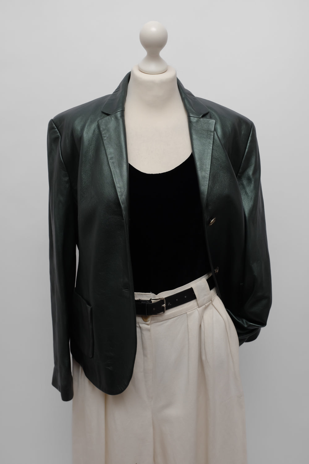 RENÉ LEZARD GREEN LEATHER BLAZER