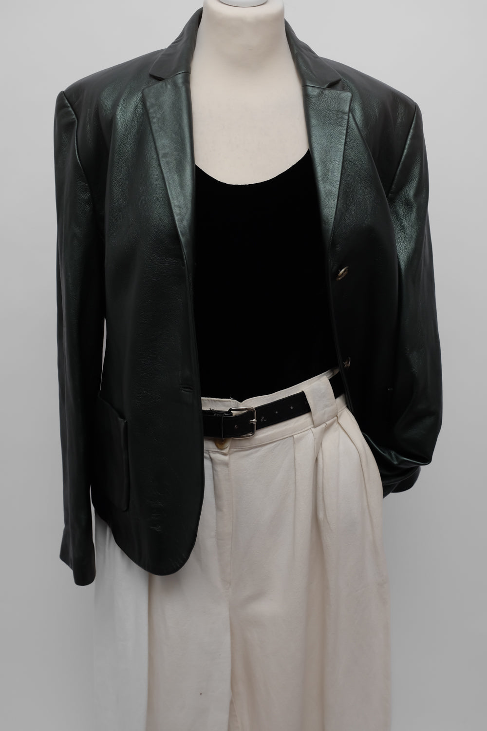 RENÉ LEZARD GREEN LEATHER BLAZER