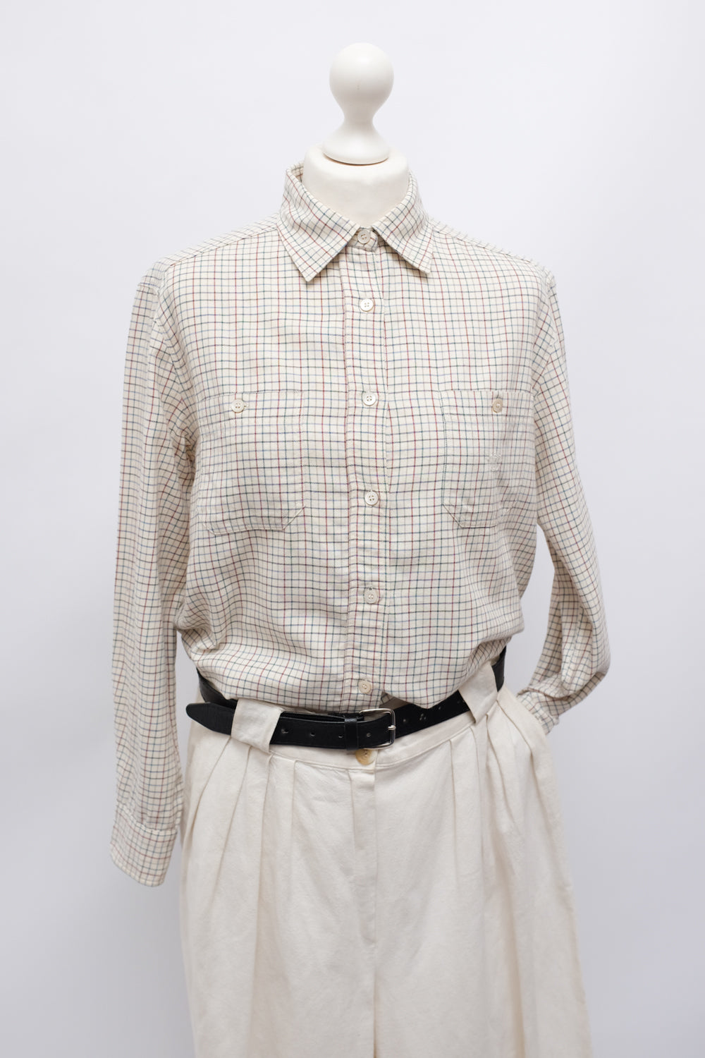 CELINE PURE COTTON WOOL CHECKED SHIRT