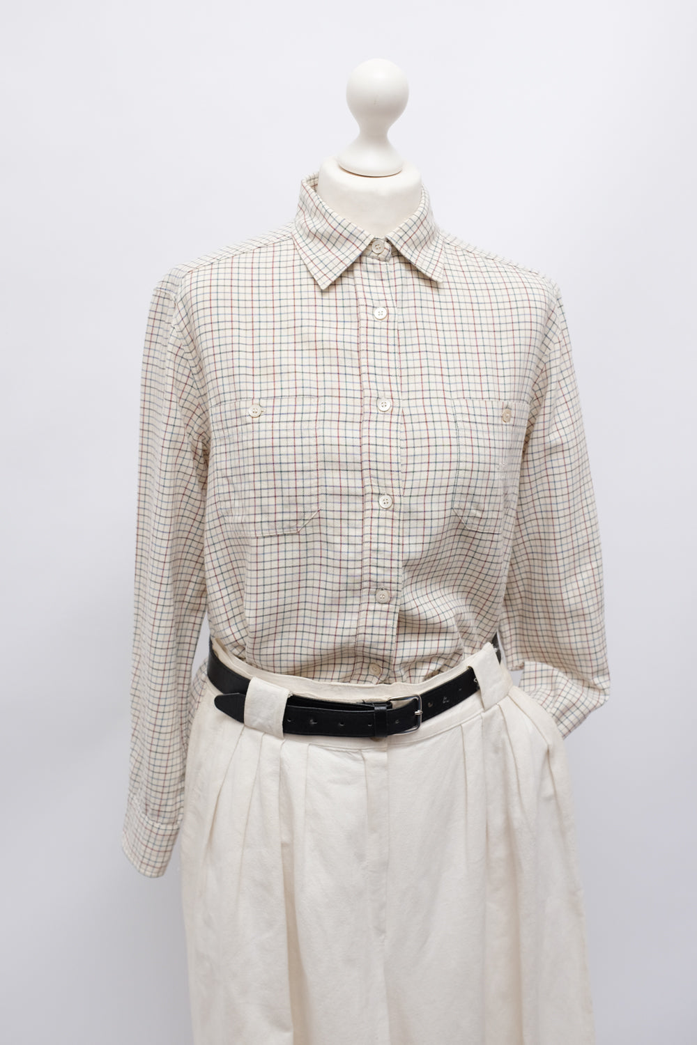 CELINE PURE COTTON WOOL CHECKED SHIRT