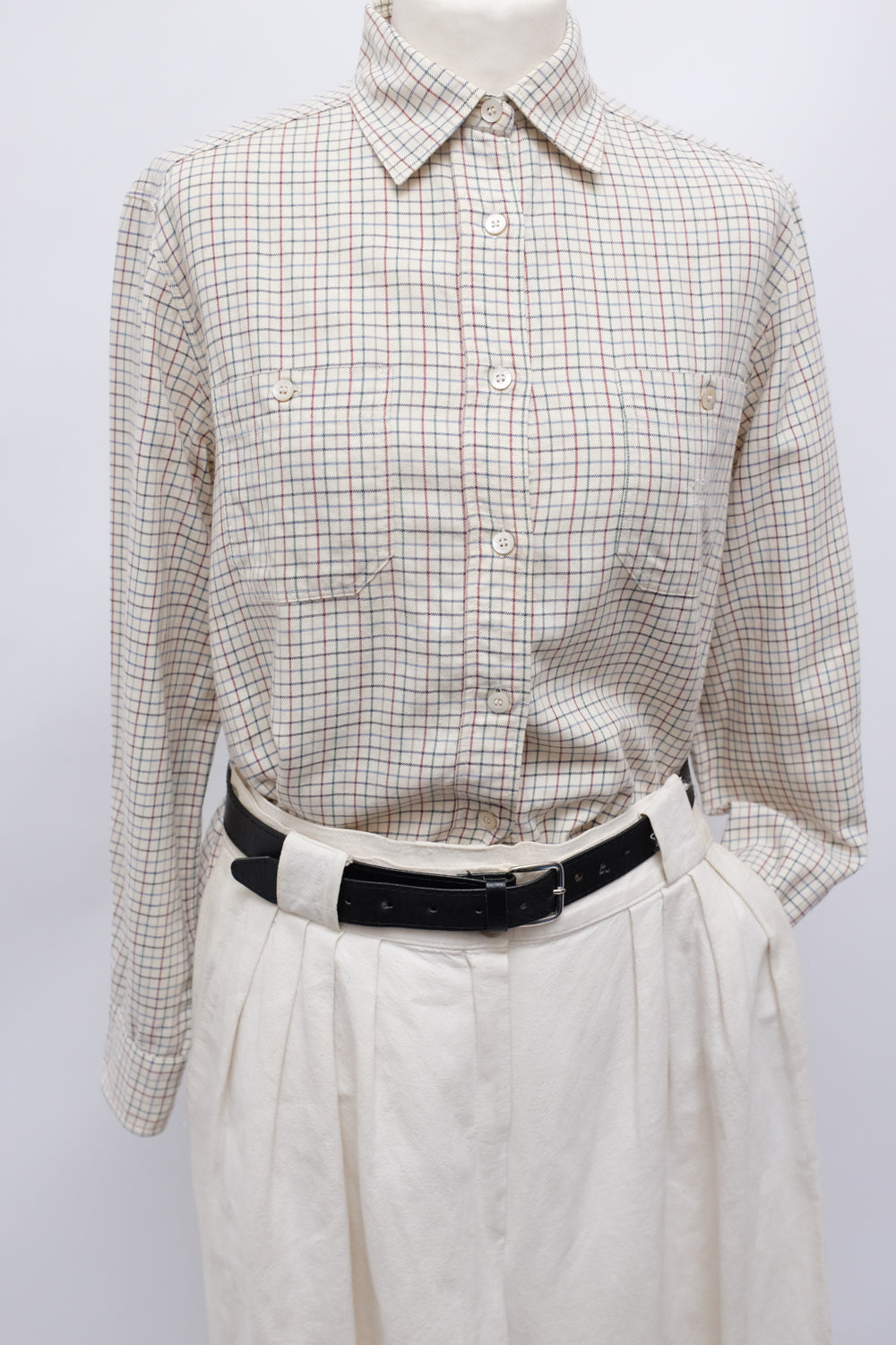 CELINE PURE COTTON WOOL CHECKED SHIRT