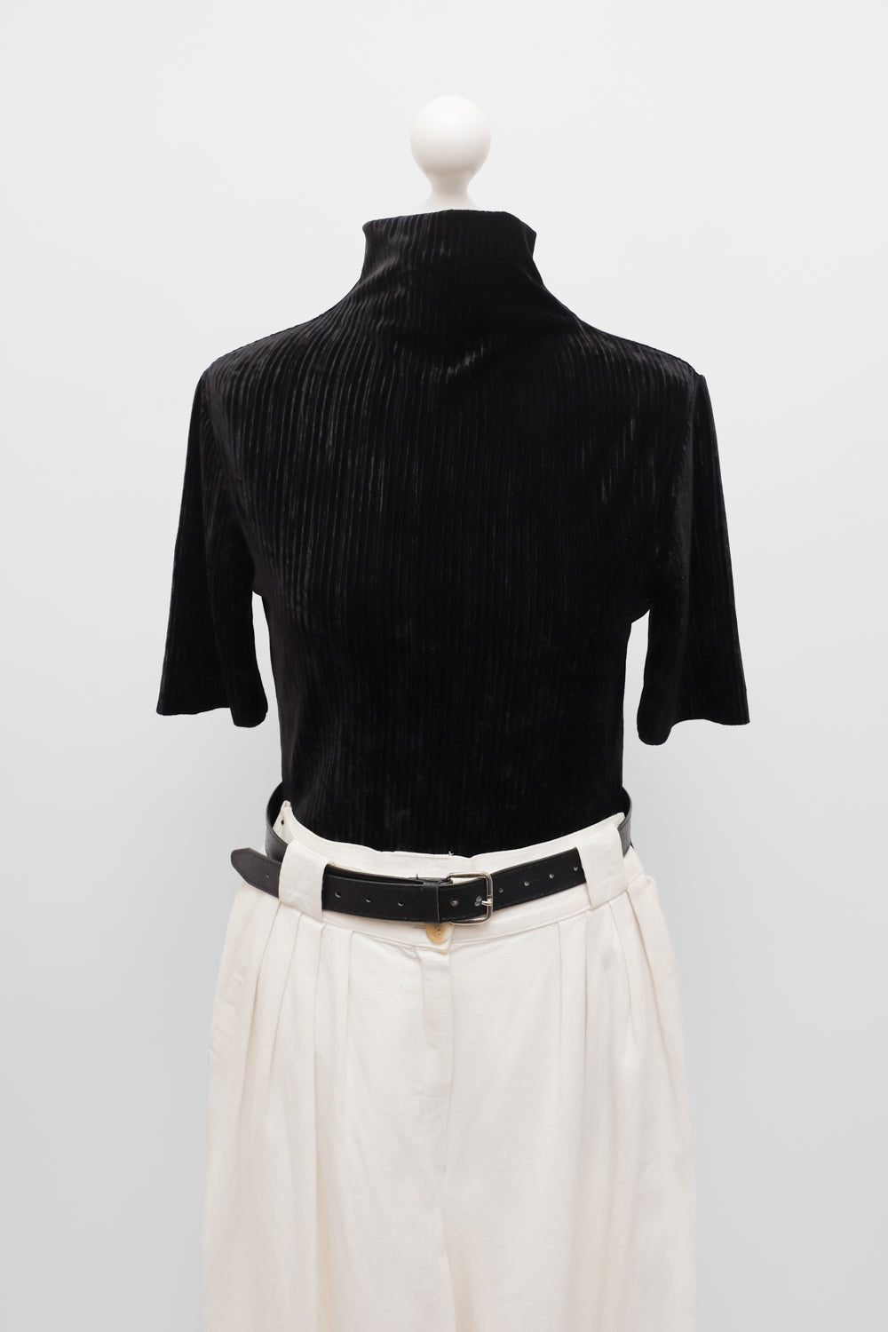 VINTAGE BLACK VELVET ITALY RIB TOP