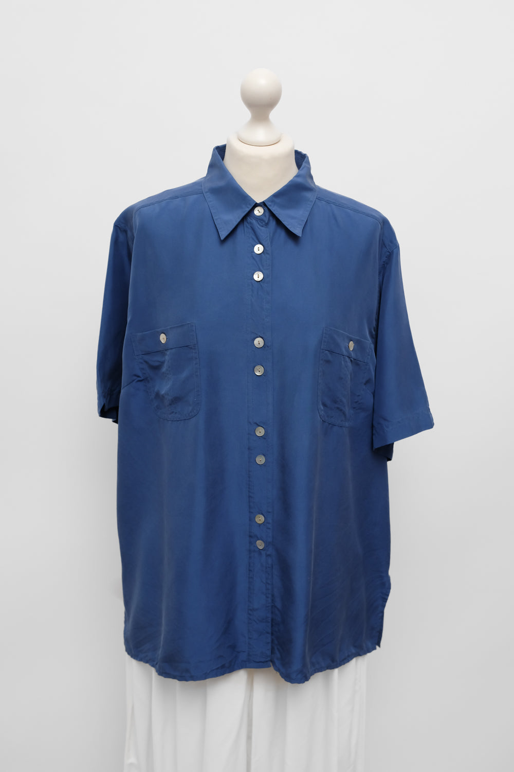 PURE SILK BLUE SHORT ARM SHIRT