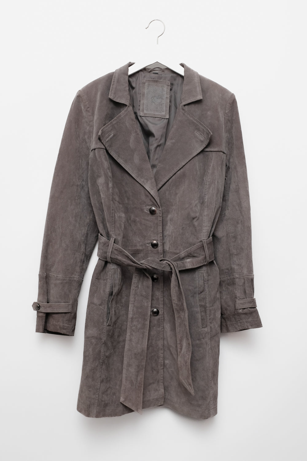 SUEDE LEATHER GREY VINTAGE COAT