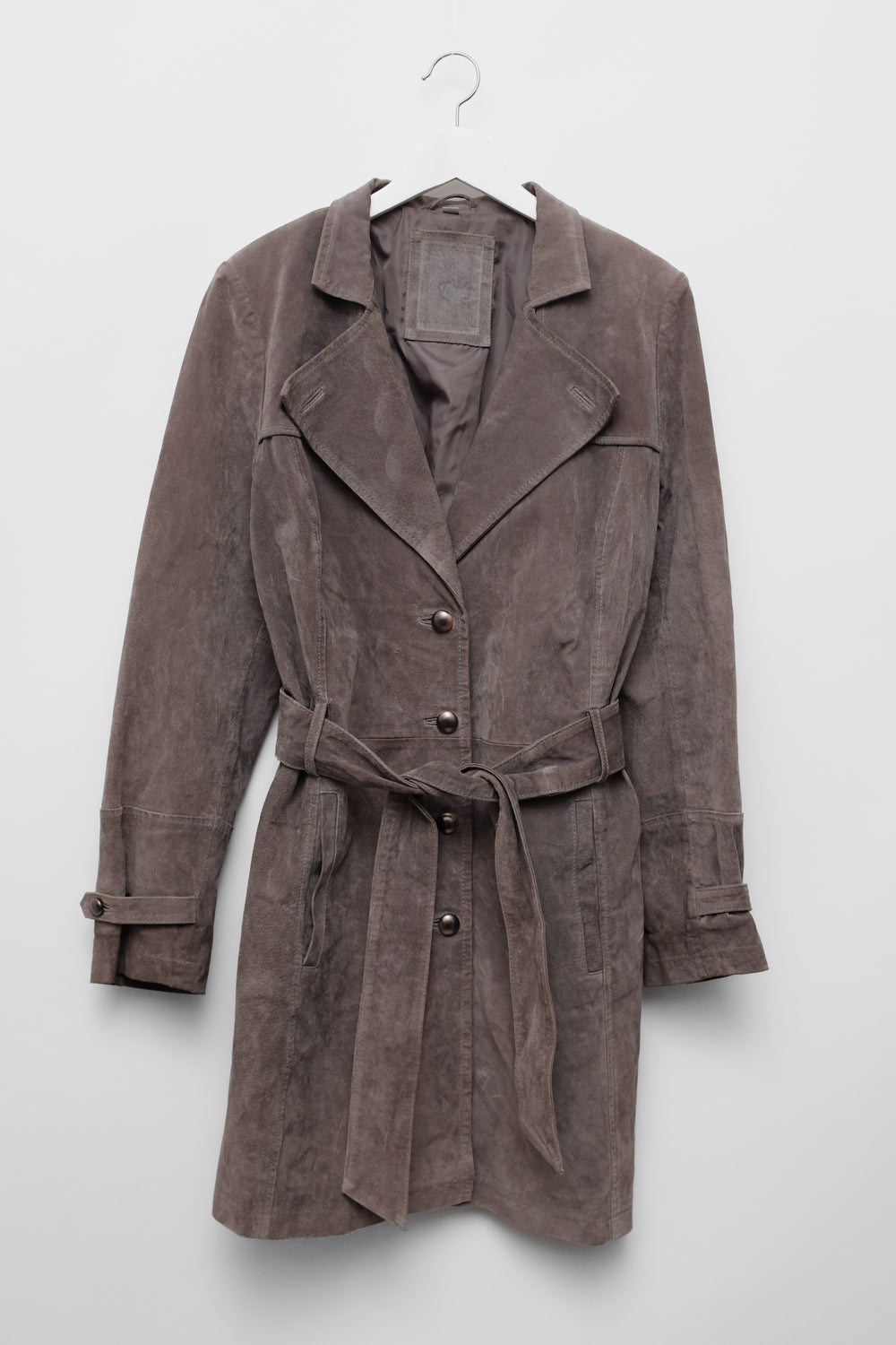 SUEDE LEATHER GREY VINTAGE COAT
