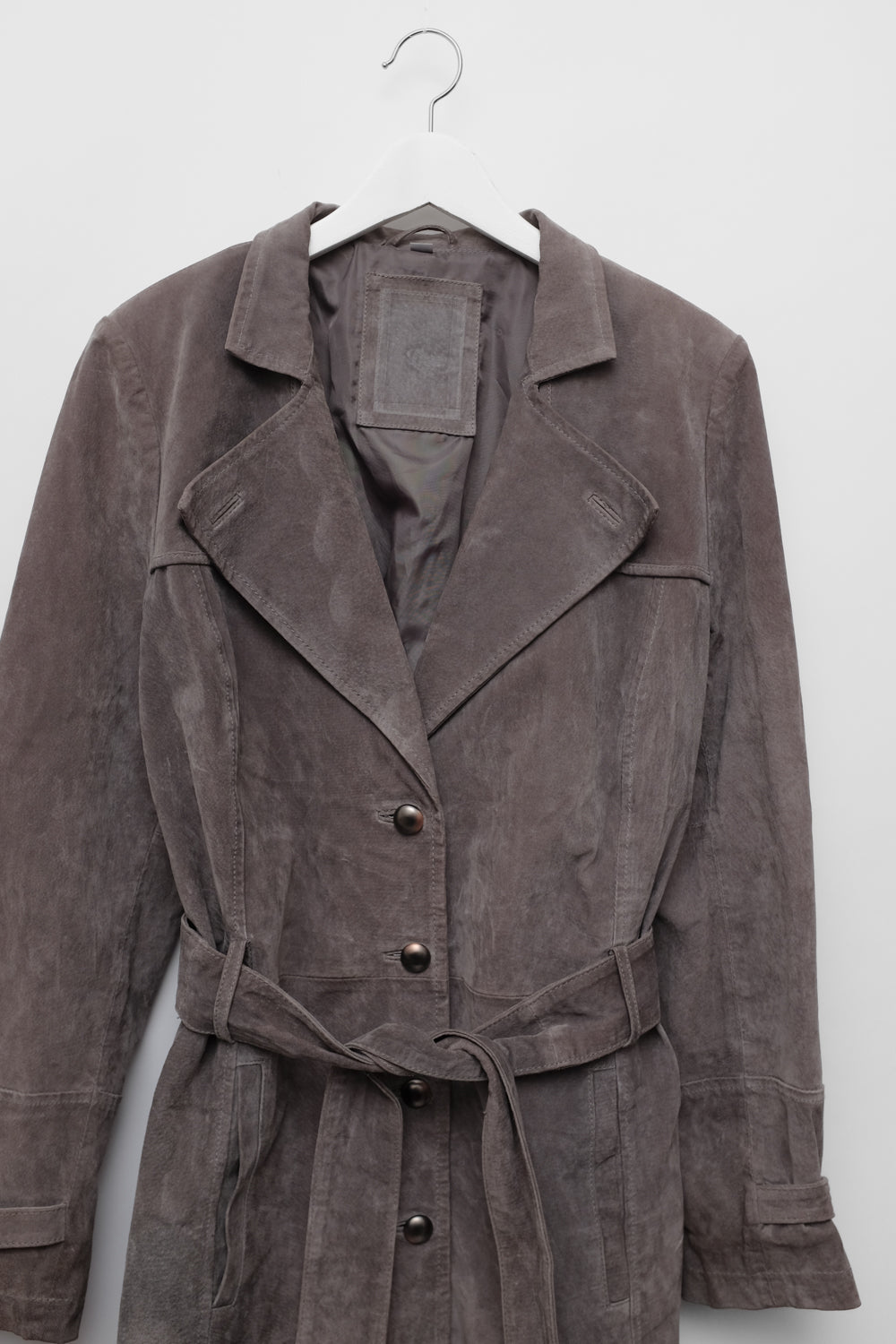SUEDE LEATHER GREY VINTAGE COAT