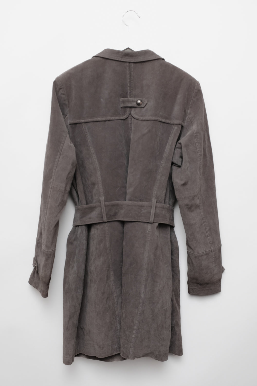 SUEDE LEATHER GREY VINTAGE COAT