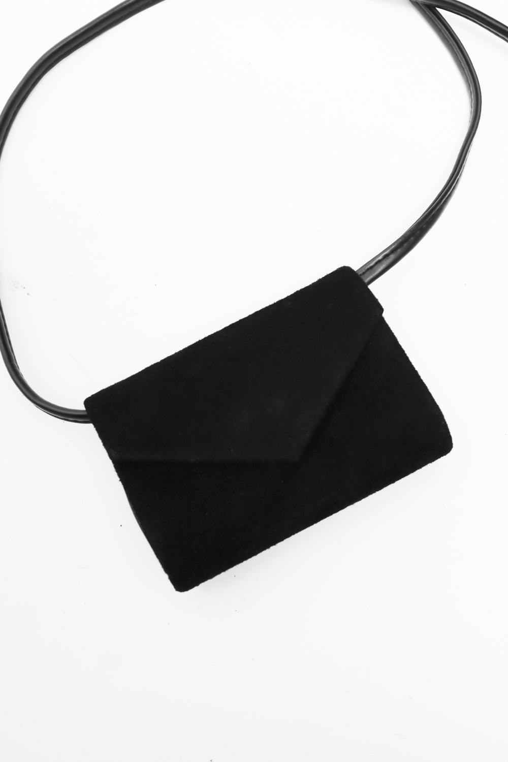 MICRO BELT BLACK LEATHER SUEDE BAG