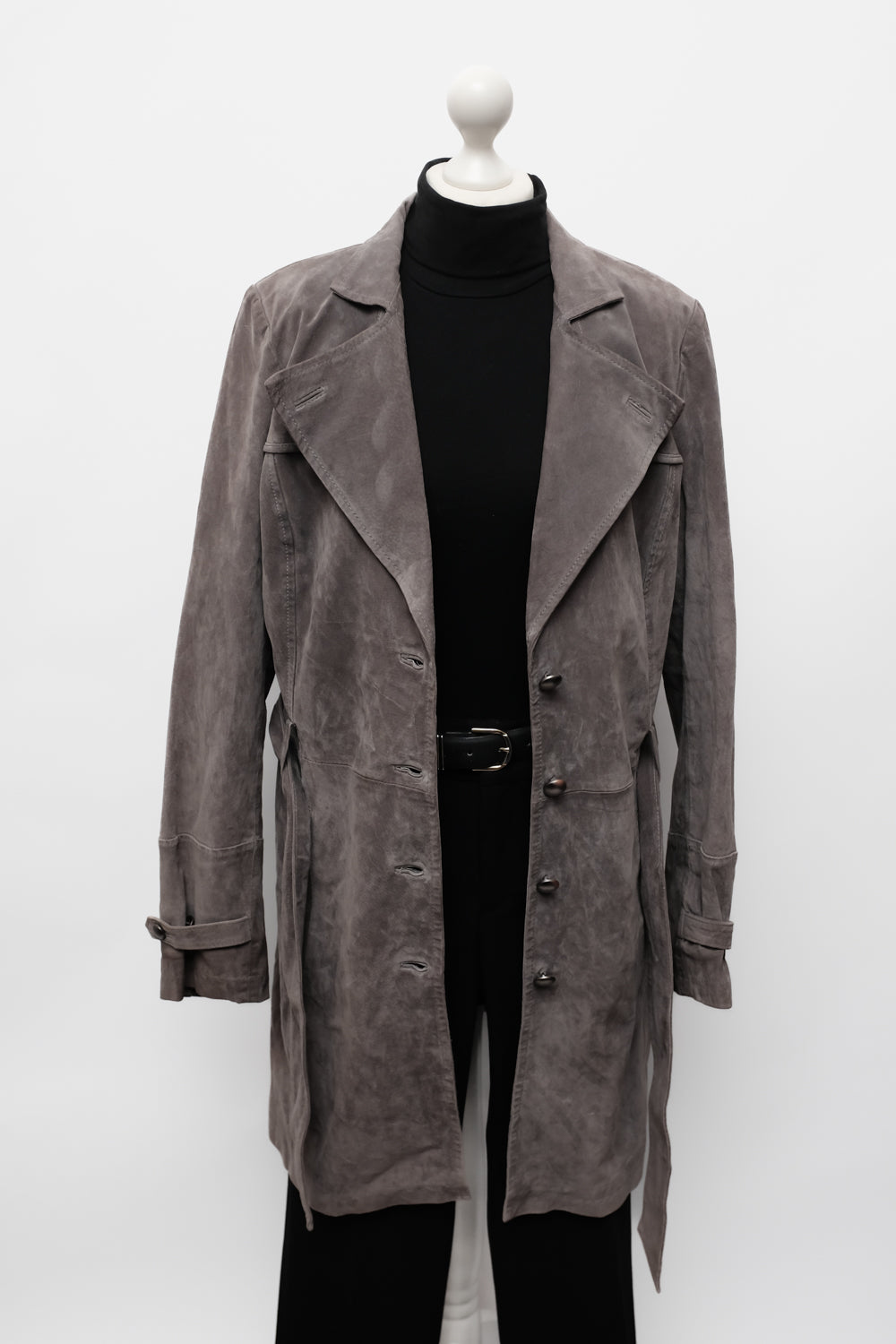 SUEDE LEATHER GREY VINTAGE COAT