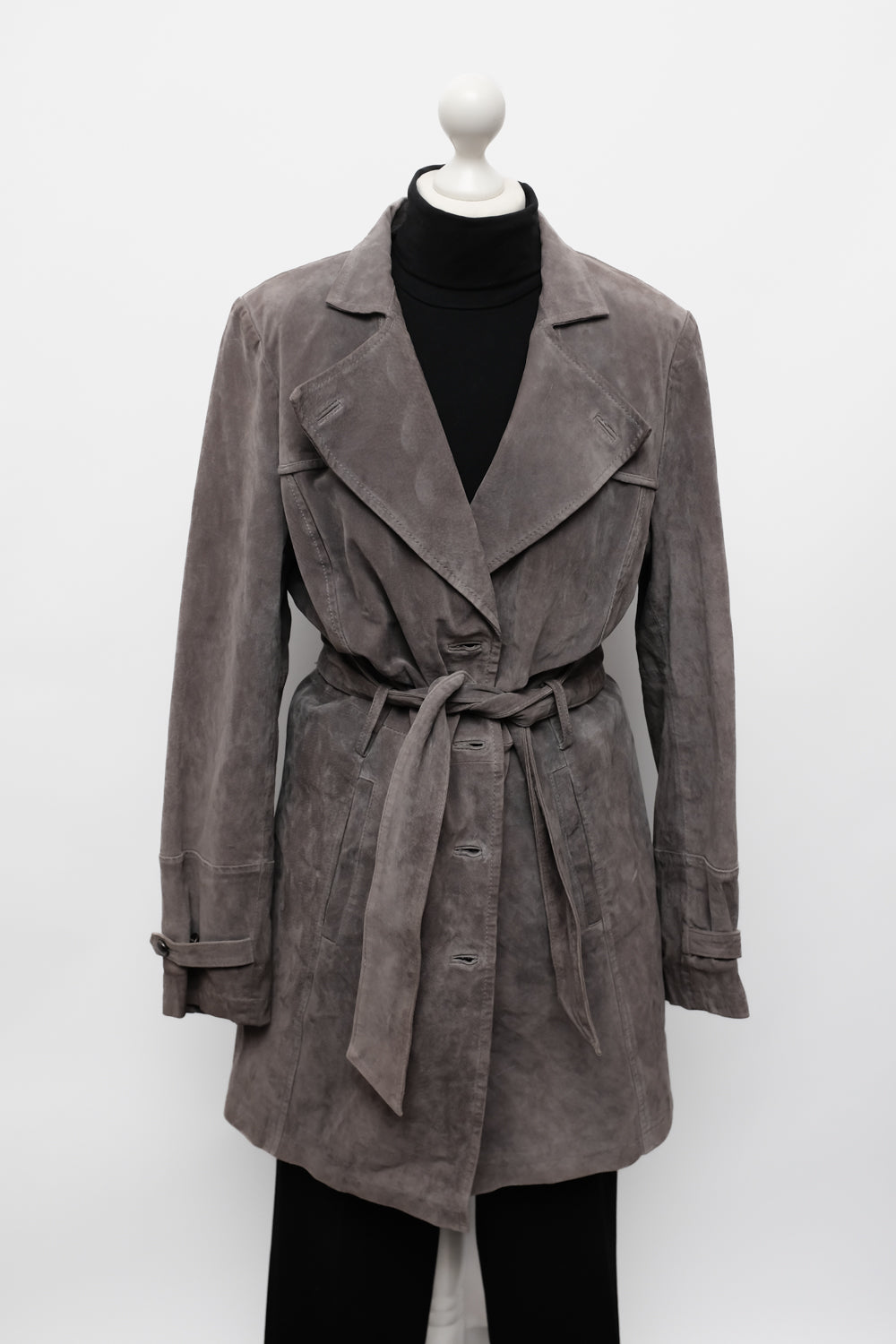SUEDE LEATHER GREY VINTAGE COAT