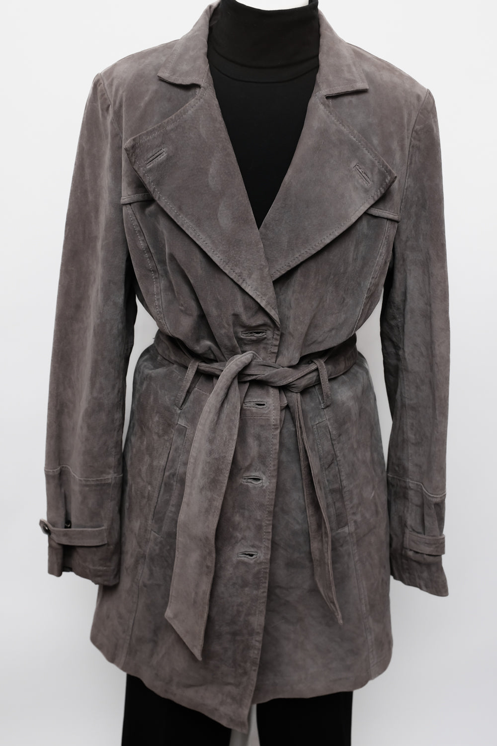 SUEDE LEATHER GREY VINTAGE COAT
