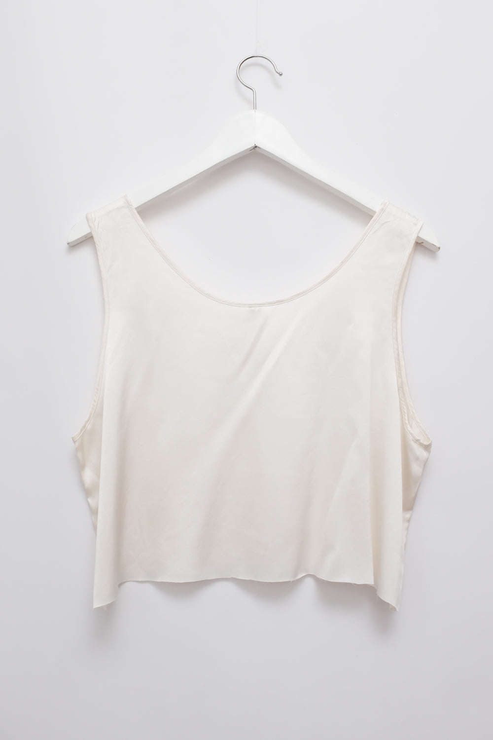 PURE SATIN SILK IVORY CROP VINTAGE TANK