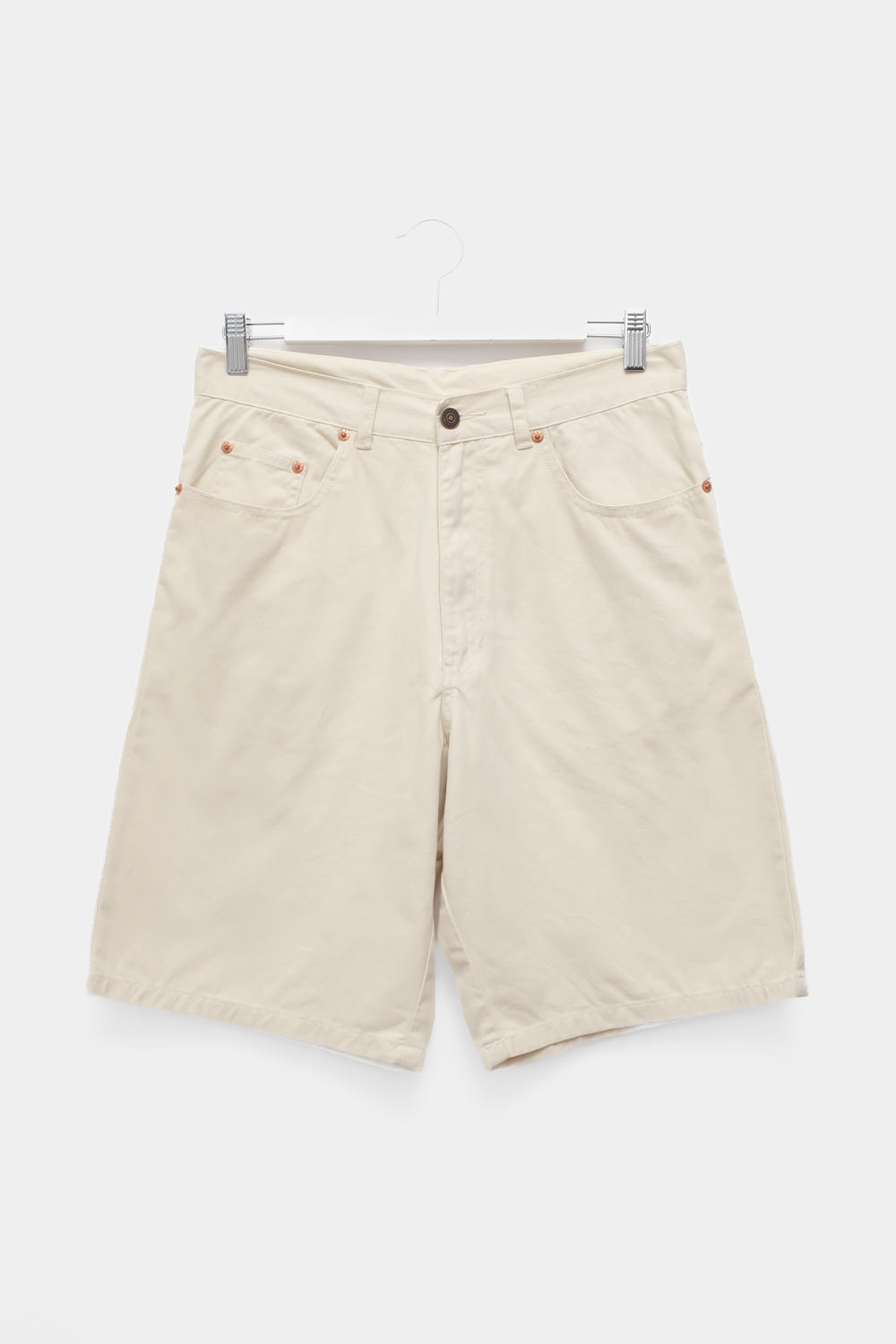 LONG CREAM VINTAGE COTTON SHORTS