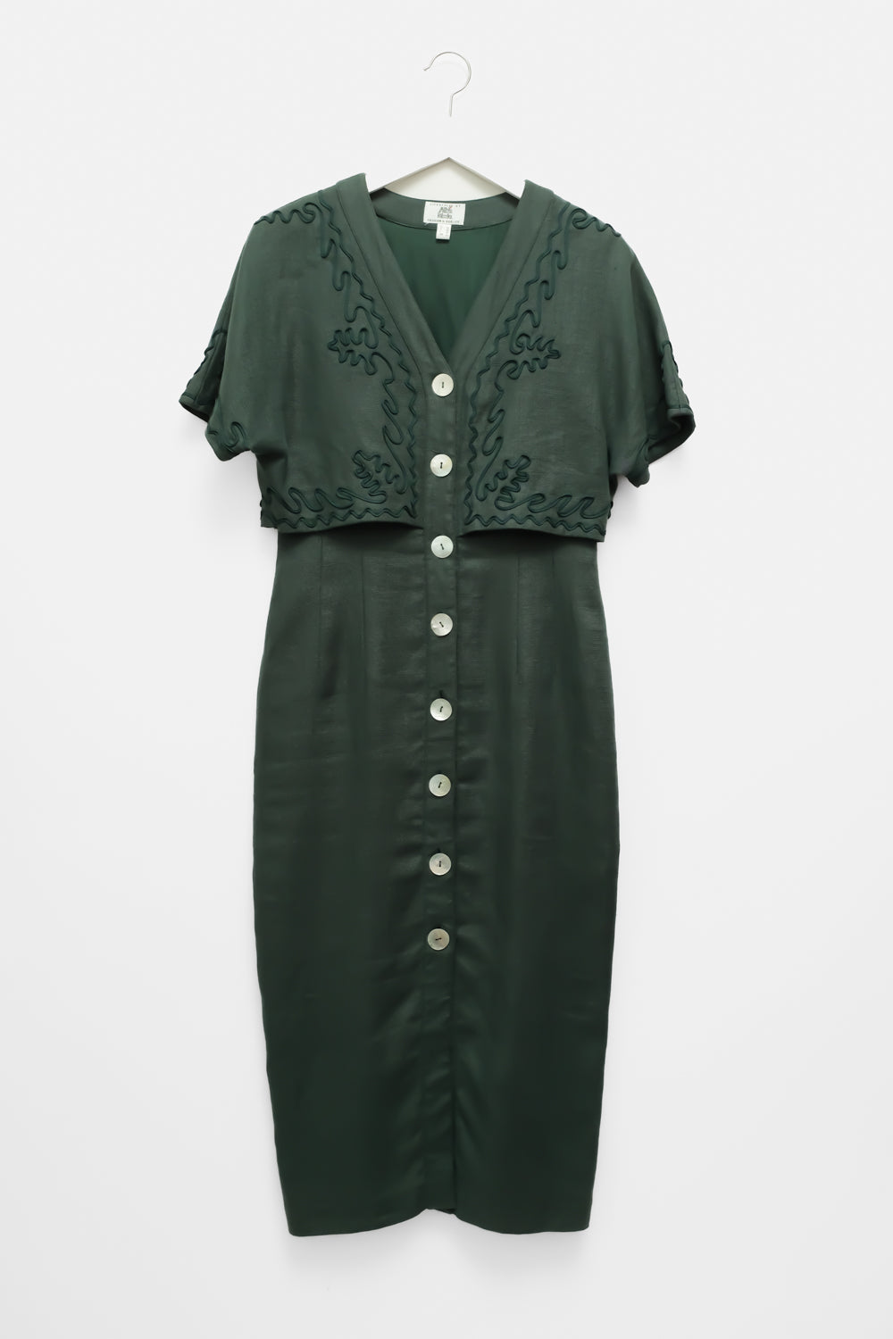 GREEN PURE LINEN VINTAGE DRESS