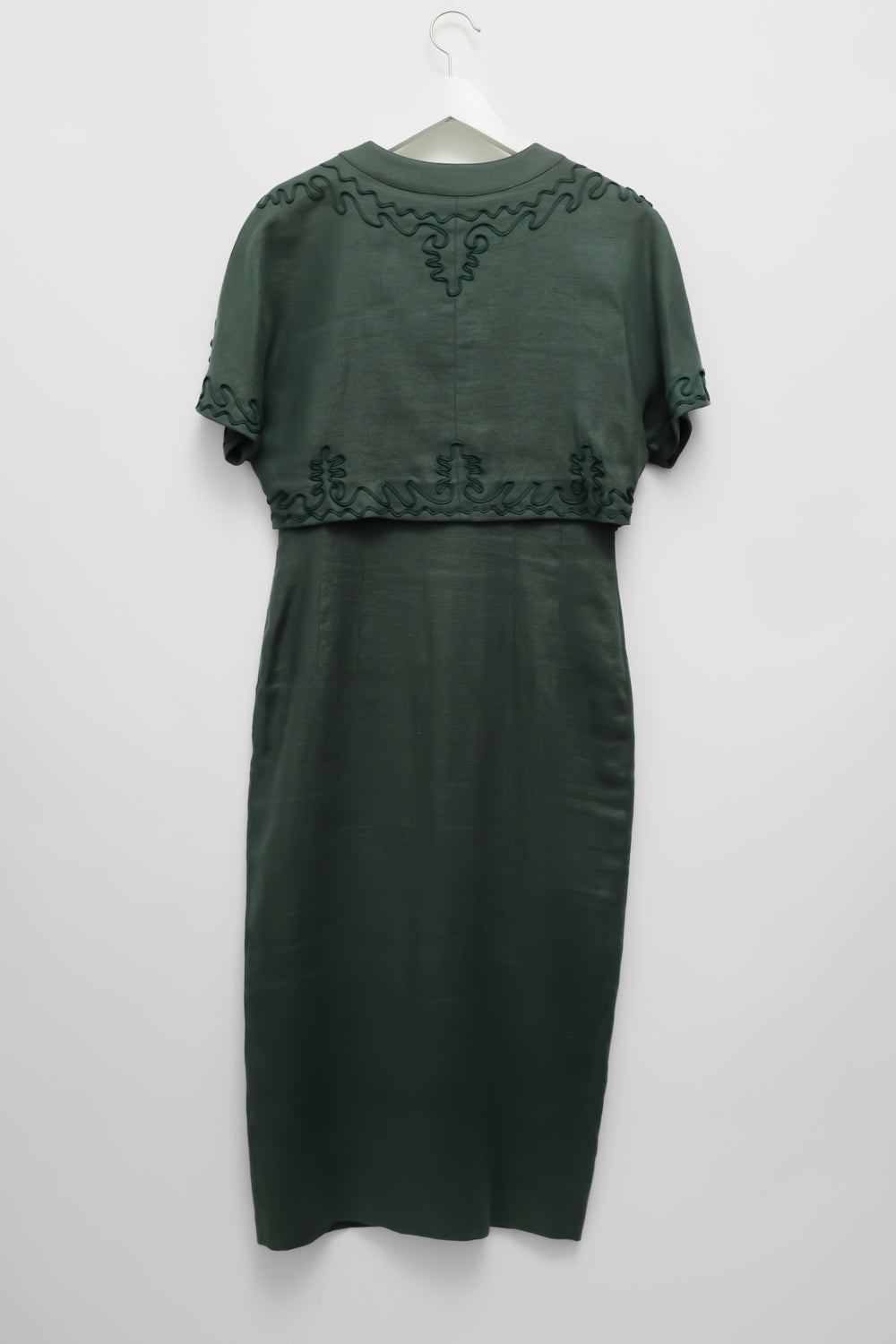 GREEN PURE LINEN VINTAGE DRESS