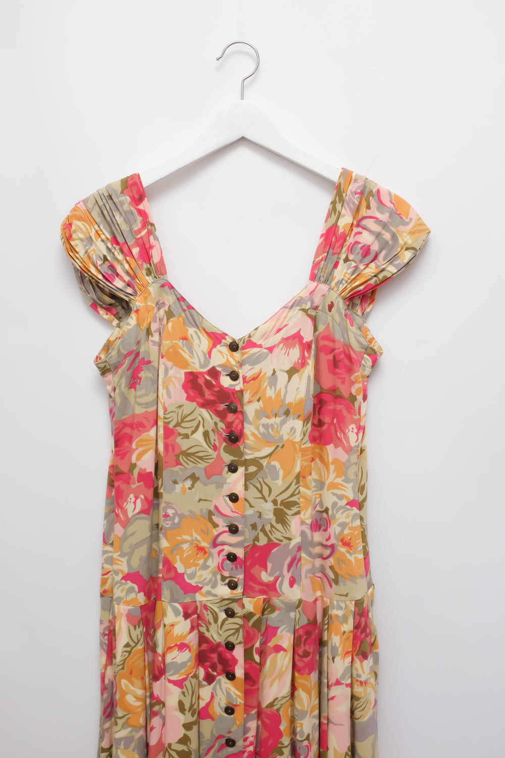 FLORAL VISCOSE MAXI VINTAGE DRESS