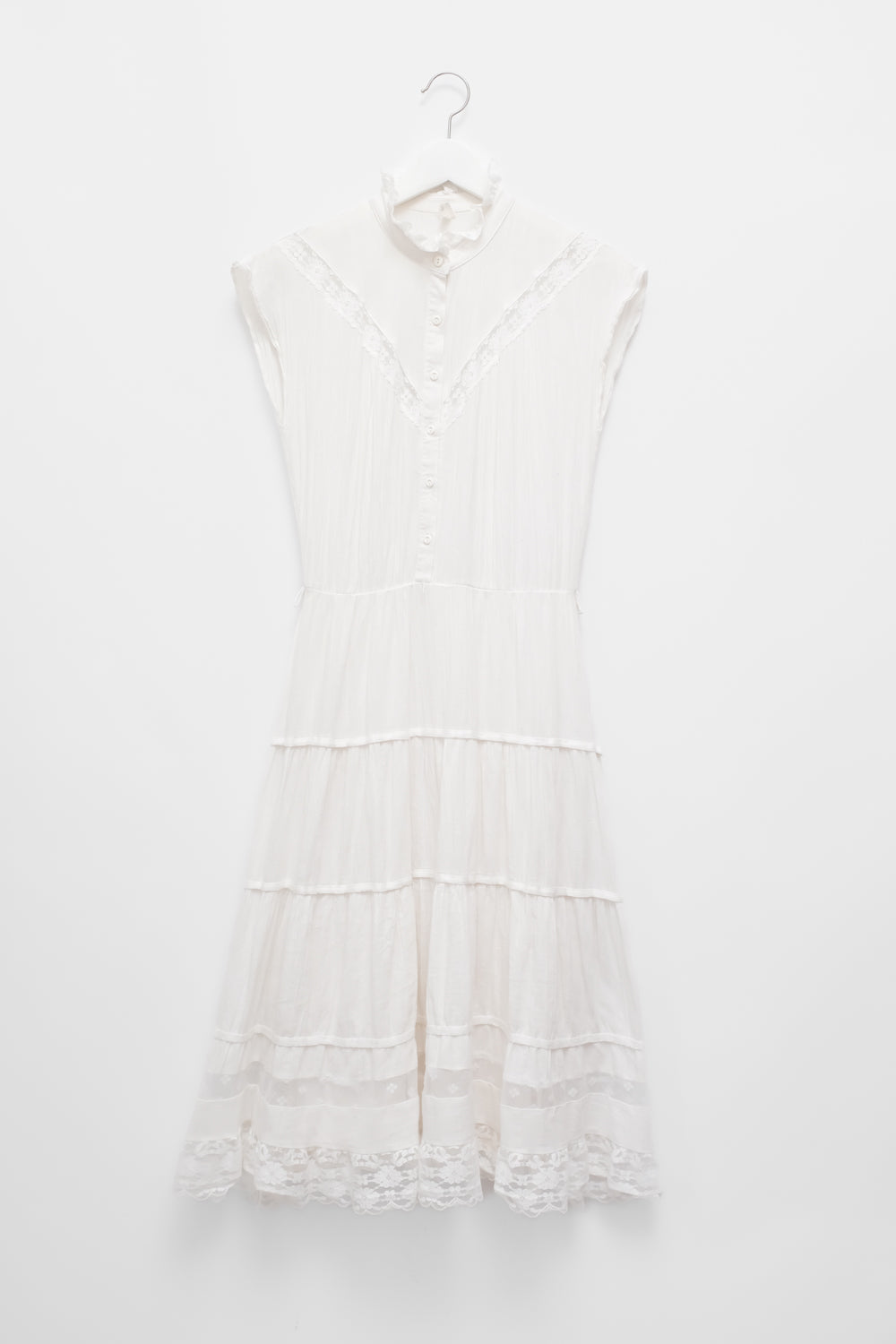 WHITE COTTON VINTAGE LACE DRESS