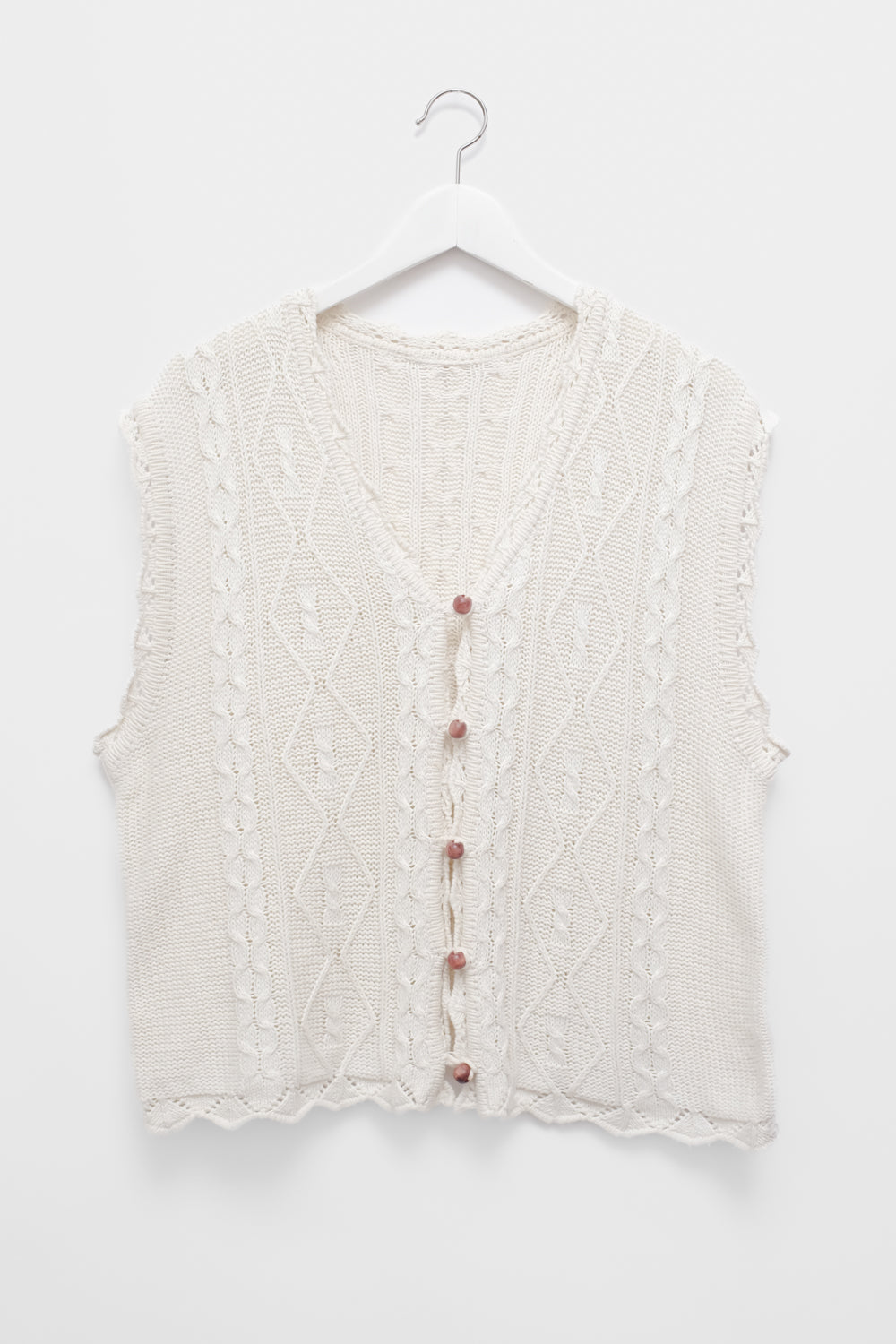 CABLE KNIT COTTON VINTAGE VEST TOP