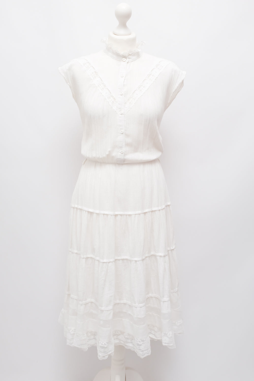 WHITE COTTON VINTAGE LACE DRESS