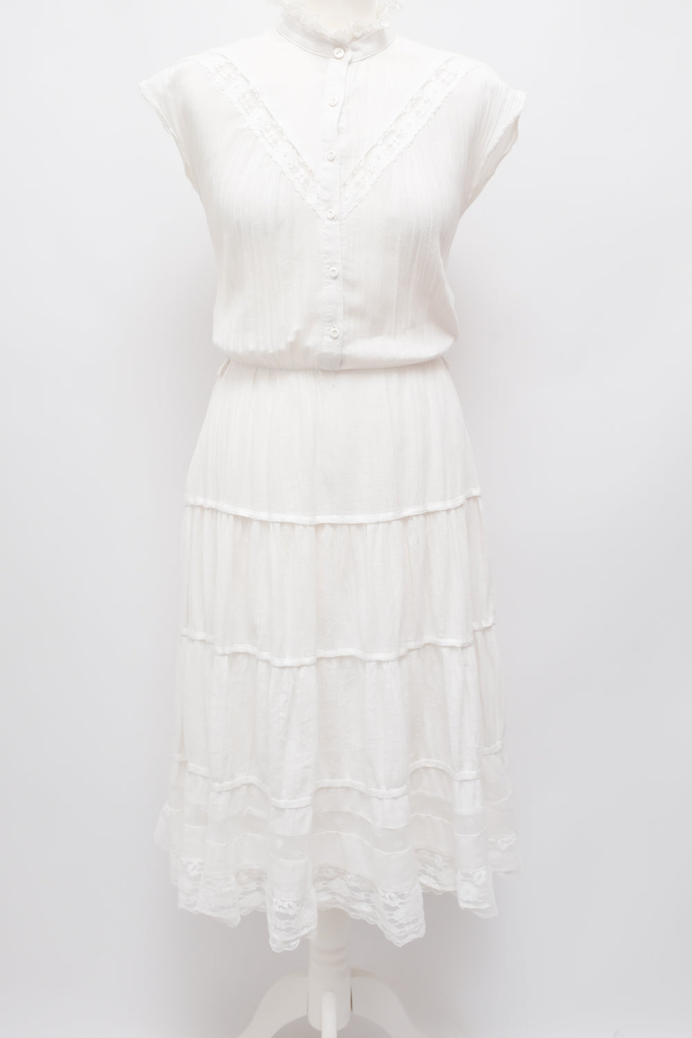 WHITE COTTON VINTAGE LACE DRESS