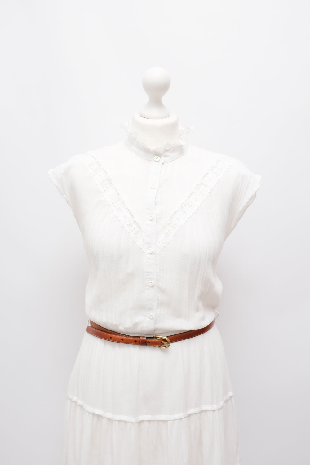 WHITE COTTON VINTAGE LACE DRESS