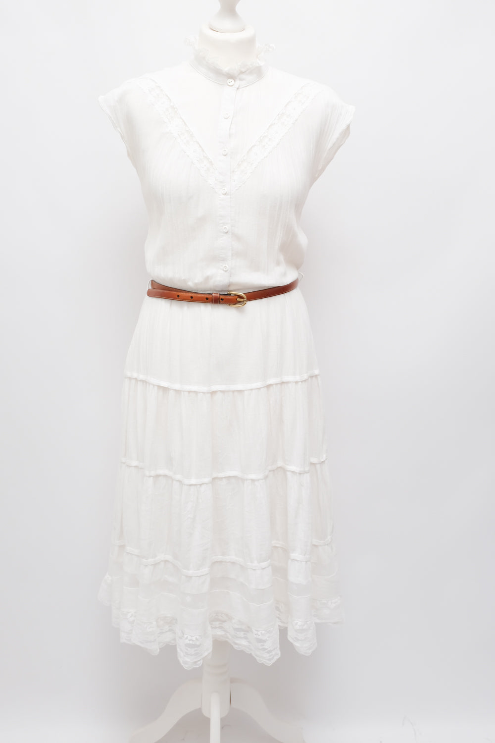 WHITE COTTON VINTAGE LACE DRESS