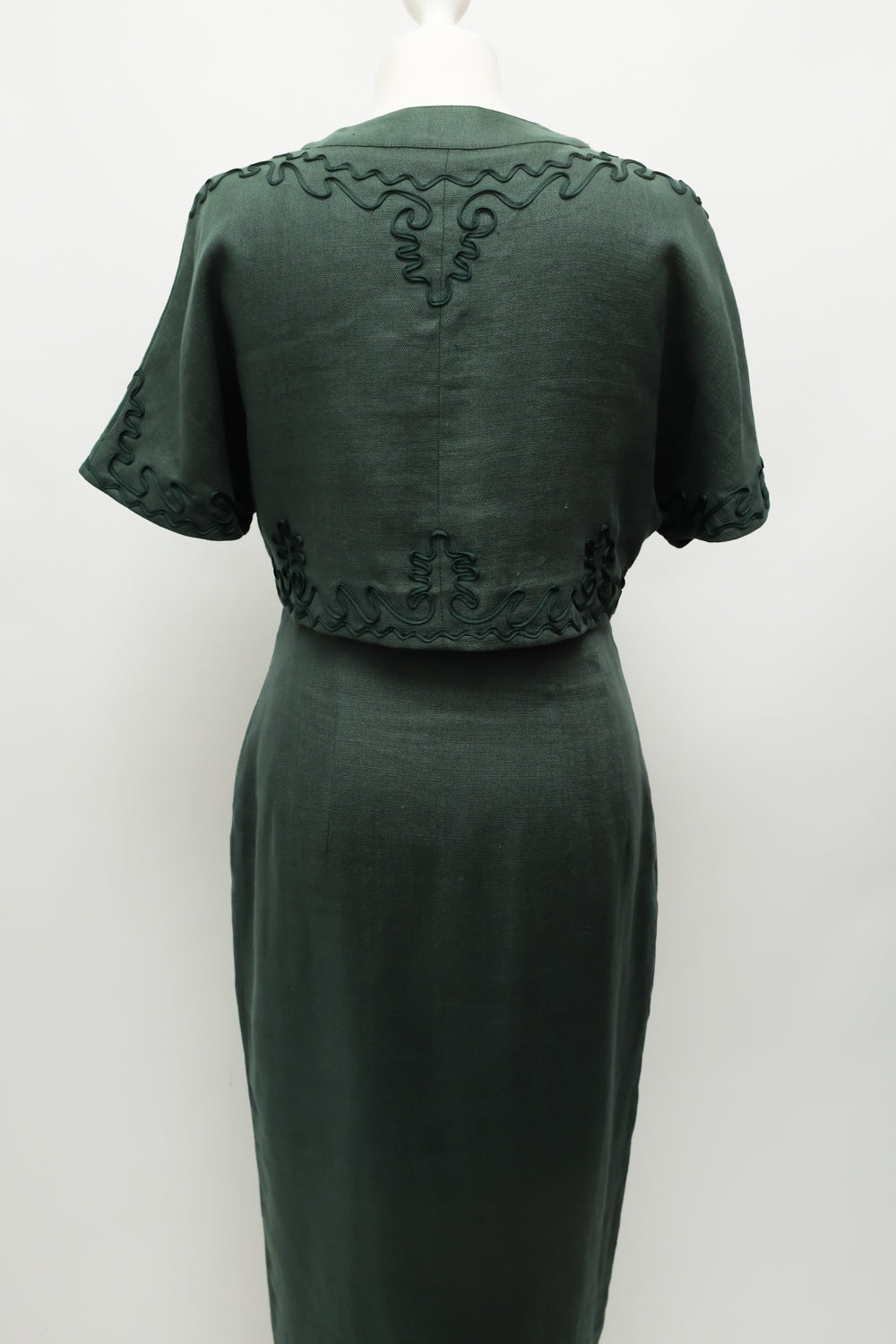 GREEN PURE LINEN VINTAGE DRESS