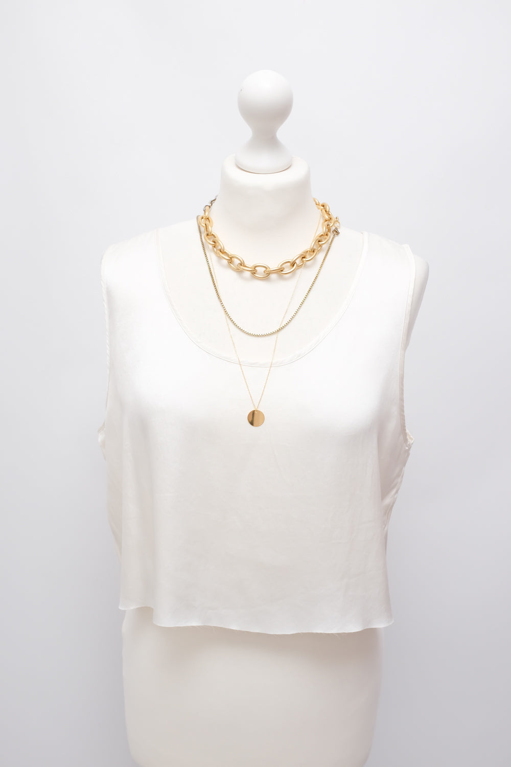 PURE SATIN SILK IVORY CROP VINTAGE TANK