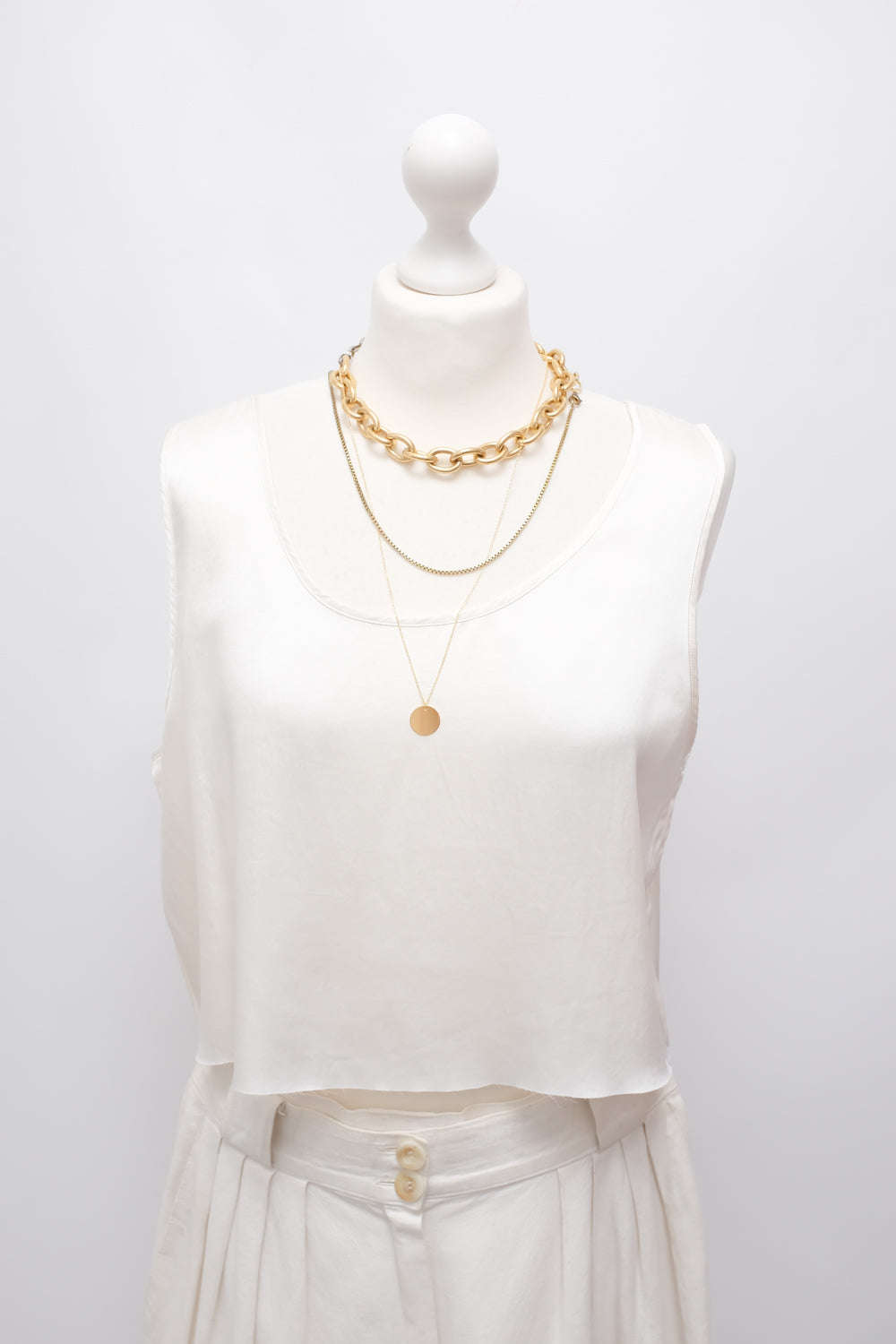 PURE SATIN SILK IVORY CROP VINTAGE TANK