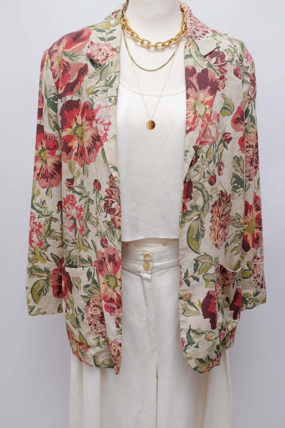 FLORAL LINEN SUMMER BLAZER