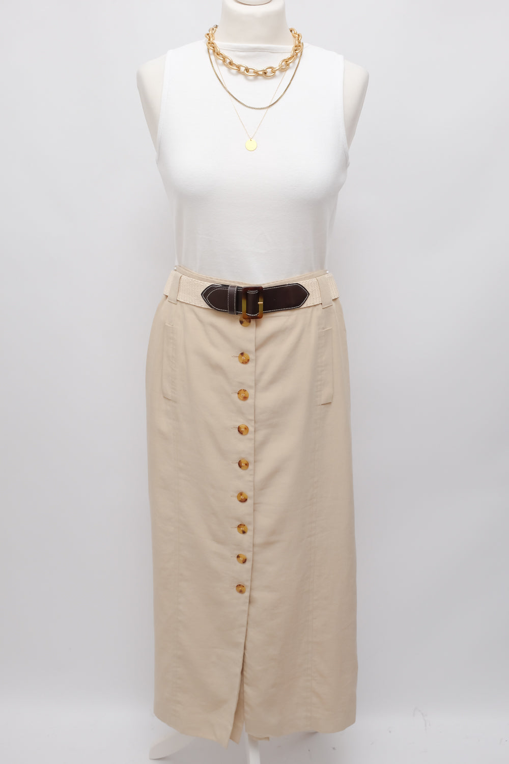 LONG BEIGE VINTAGE SKIRT