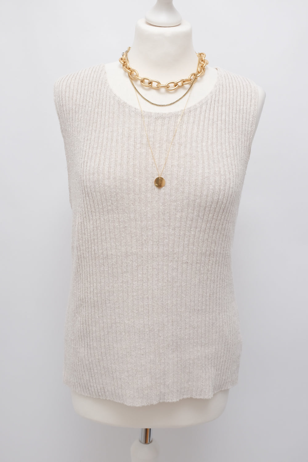 LINEN COTTON NATURALS RIB KNIT TANK