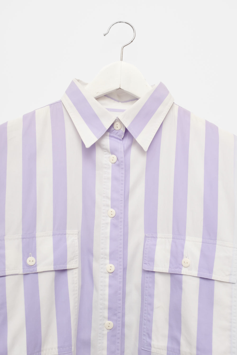 PURE COTTON STRIPED LILAC WHITE SHIRT