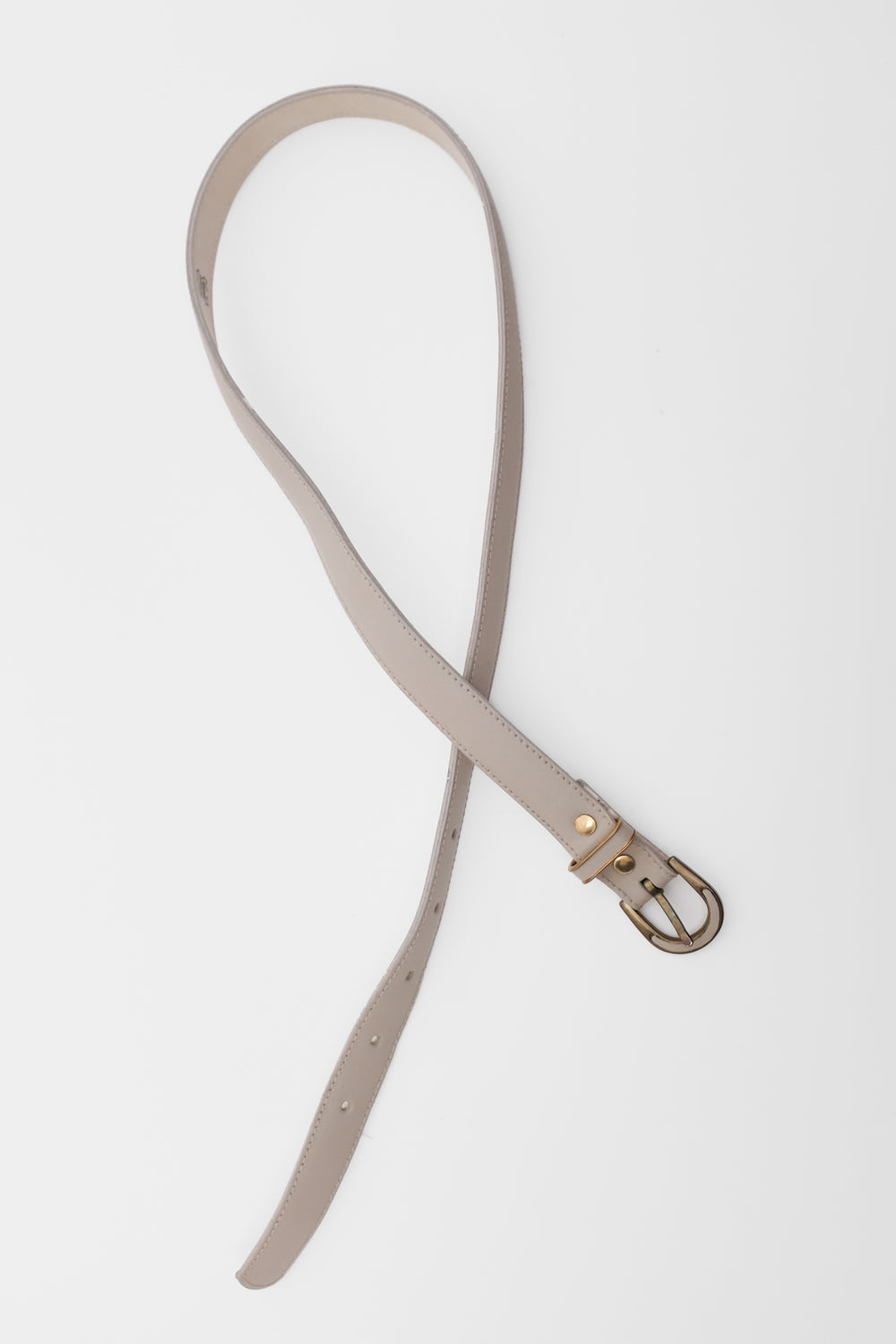 BEIGE GREY LEATHER VINTAGE BELT