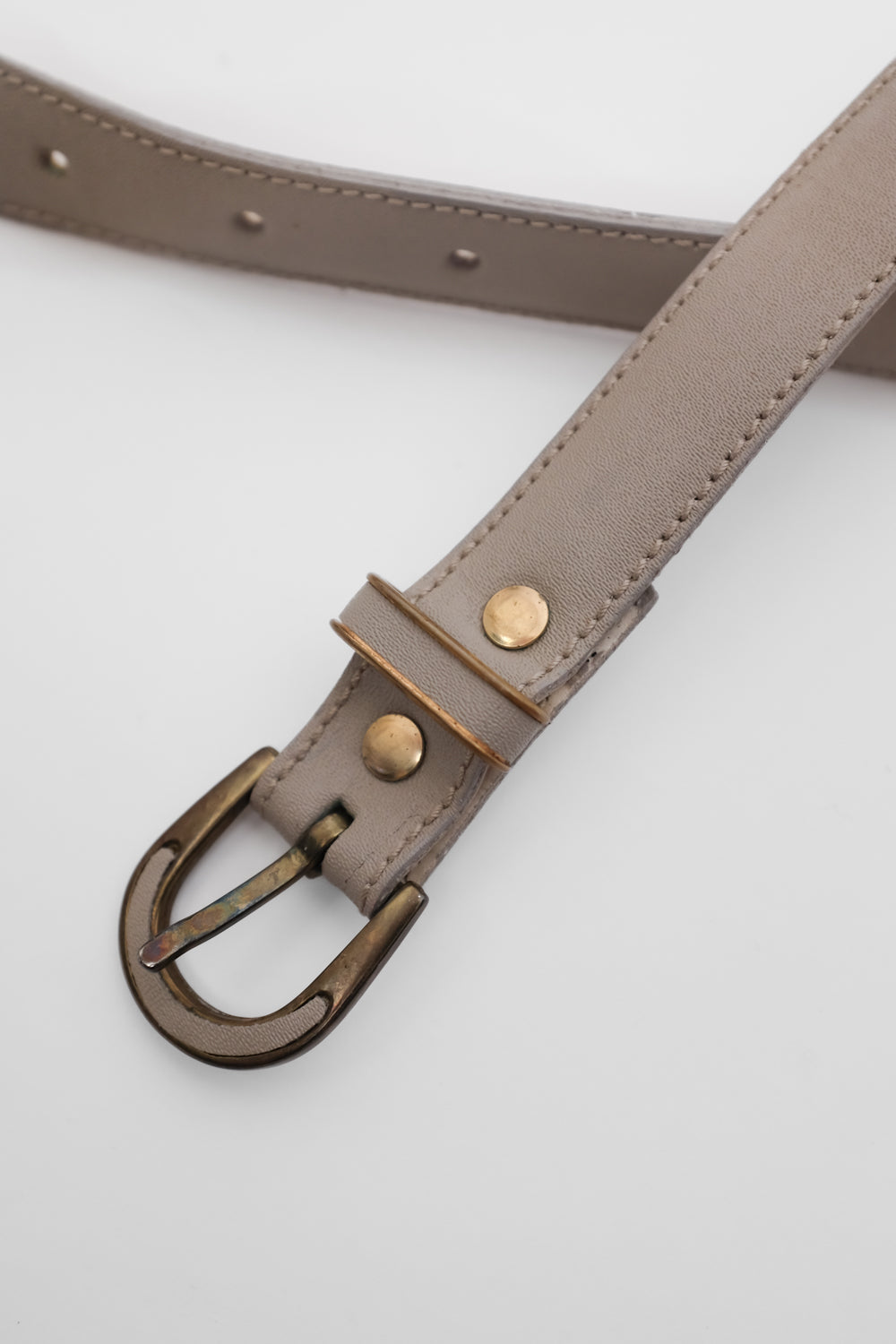 BEIGE GREY LEATHER VINTAGE BELT