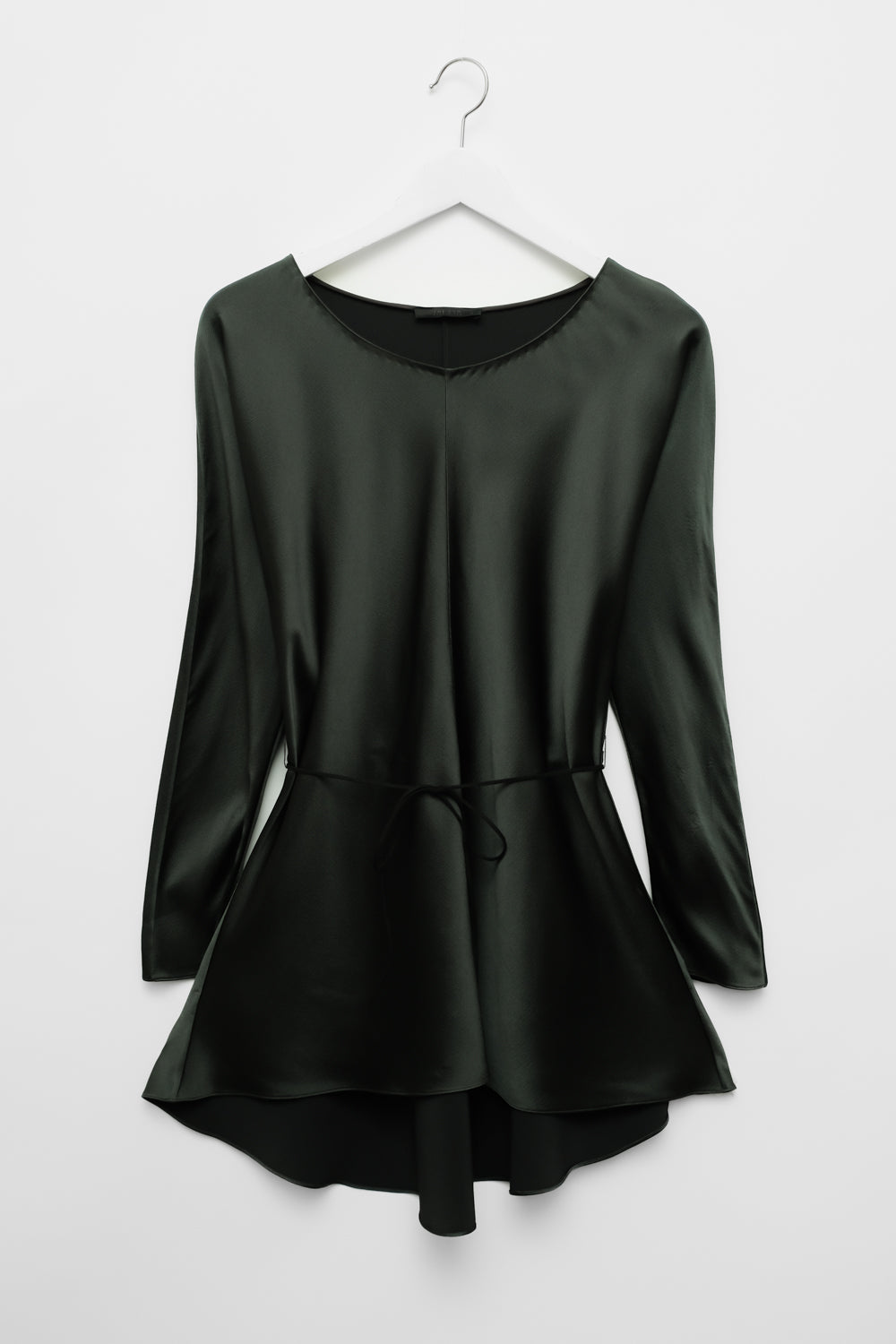 THE ROW GREEN SATIN BLOUSE