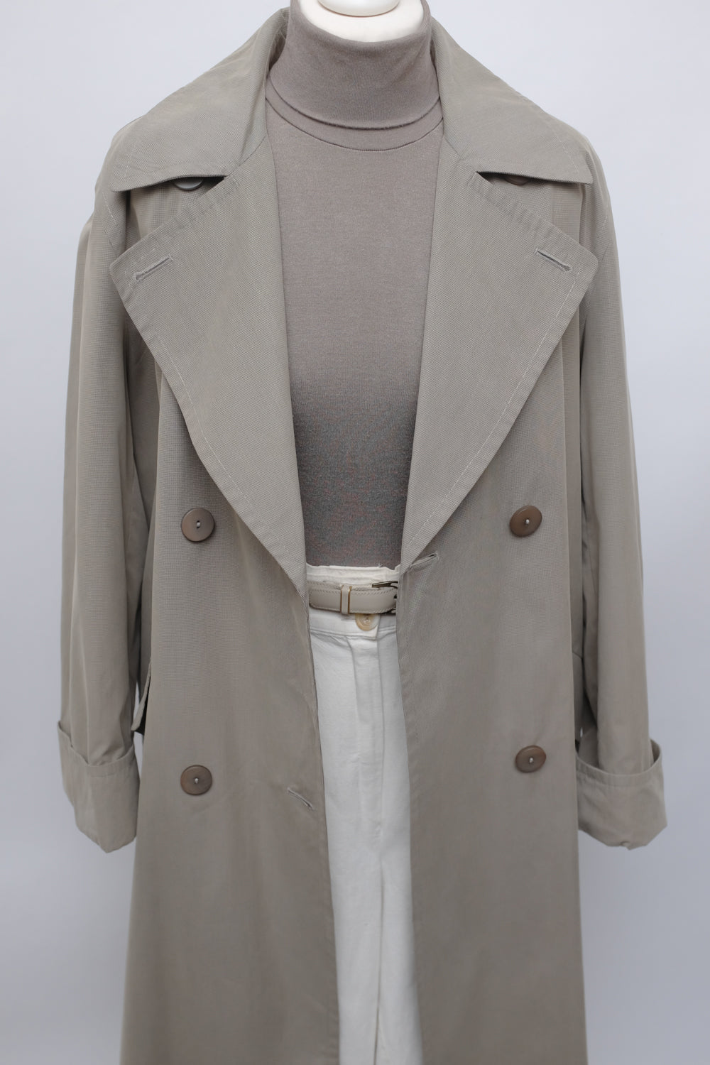 BEIGE GREY LEATHER VINTAGE BELT