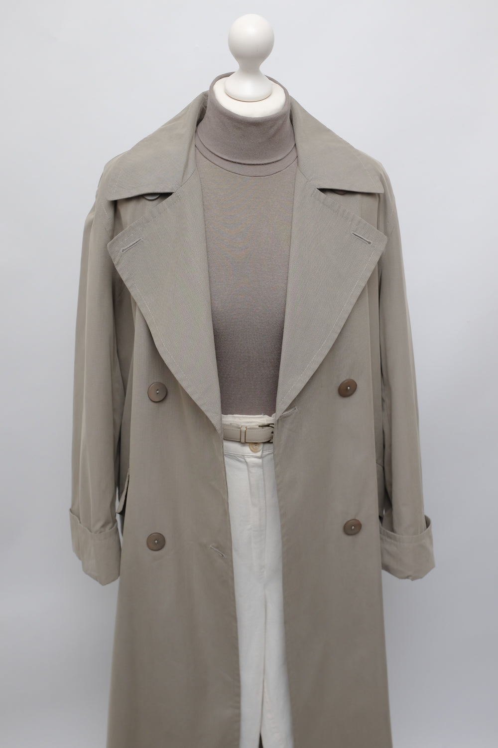 BEIGE GREY LEATHER VINTAGE BELT