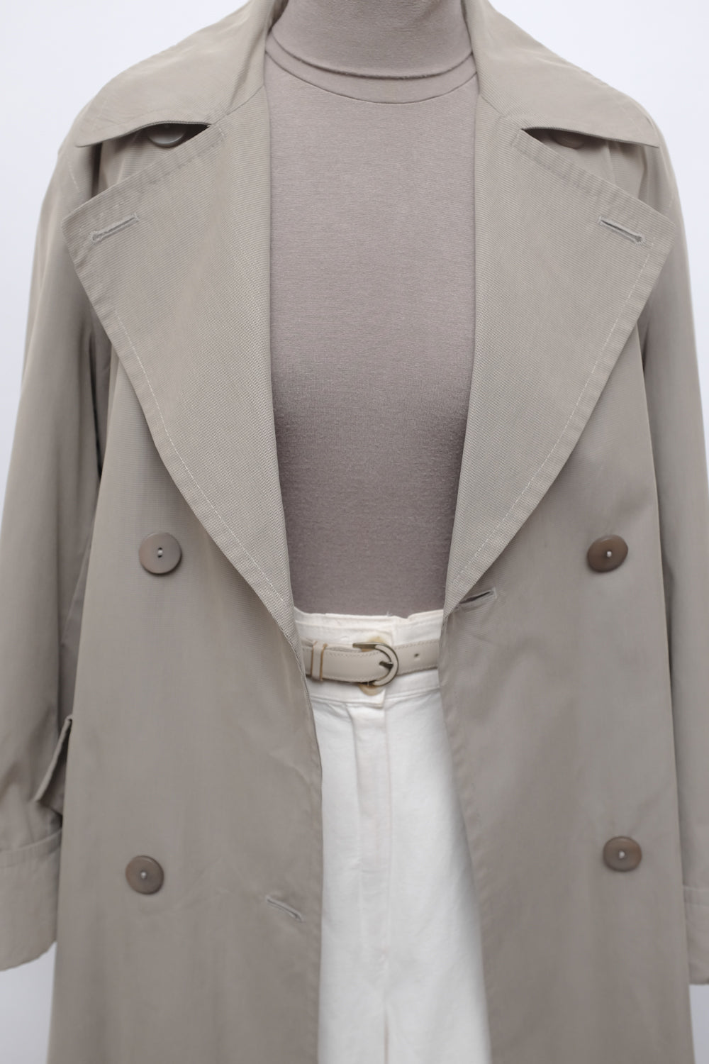 BEIGE GREY LEATHER VINTAGE BELT