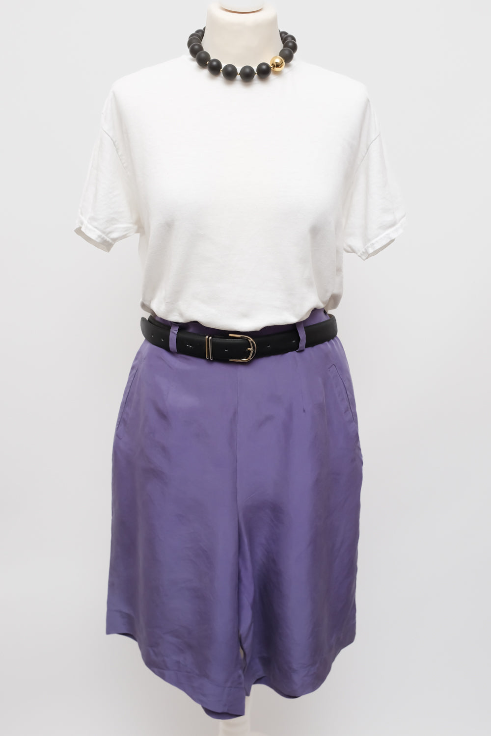 PURE SILK LILAC VINTAGE MIDI SHORTS