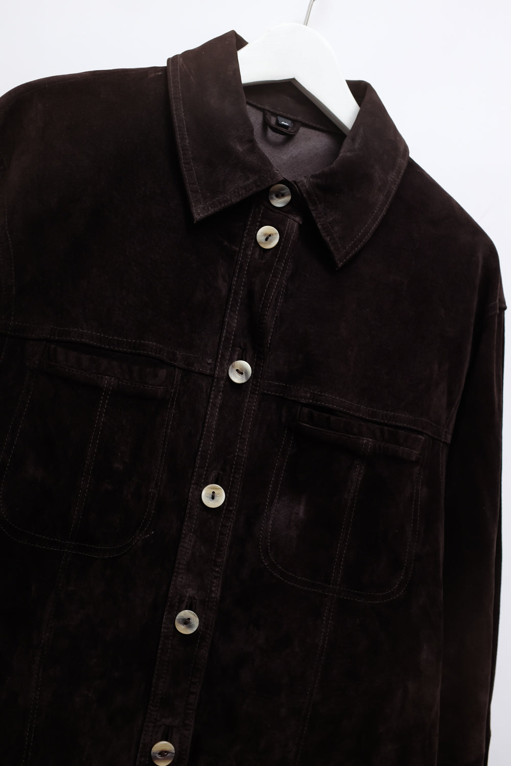 BROWN SUEDE LEATHER SHIRT JACKET