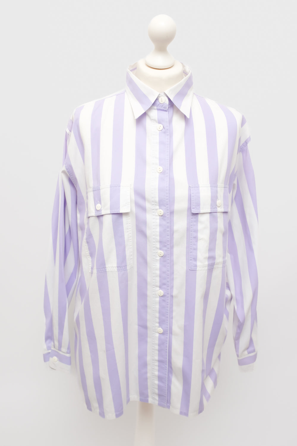 PURE COTTON STRIPED LILAC WHITE SHIRT