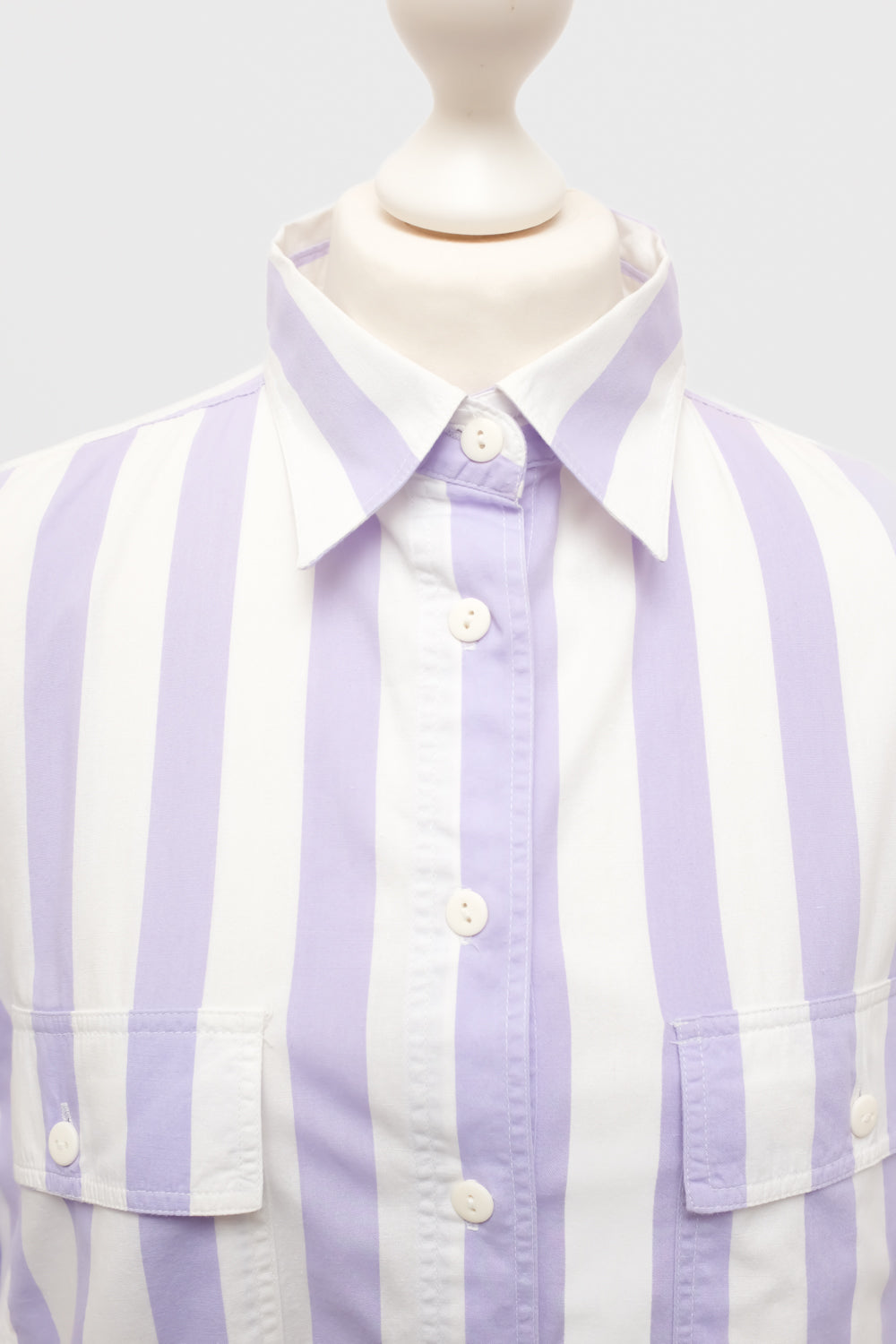PURE COTTON STRIPED LILAC WHITE SHIRT