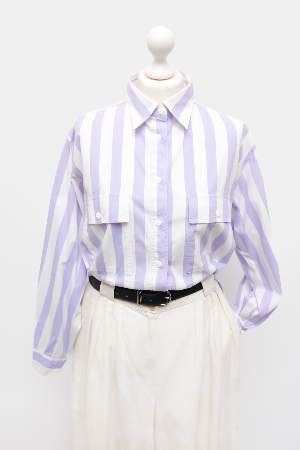 PURE COTTON STRIPED LILAC WHITE SHIRT
